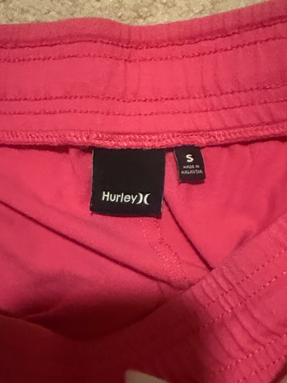 Hurley Hot Pink Drawstring Athletic Lounge Shorts - Picture 3 of 3